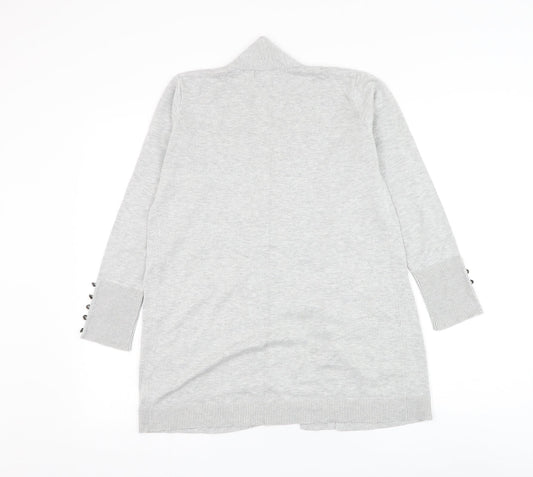 Primark Womens Grey V-Neck Viscose Cardigan Jumper Size 6