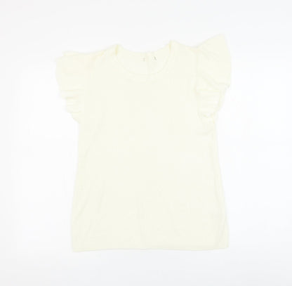 TU Womens Ivory Round Neck Acrylic Pullover Jumper Size 12