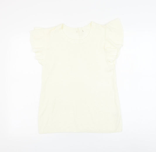 TU Womens Ivory Round Neck Acrylic Pullover Jumper Size 12