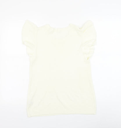 TU Womens Ivory Round Neck Acrylic Pullover Jumper Size 12