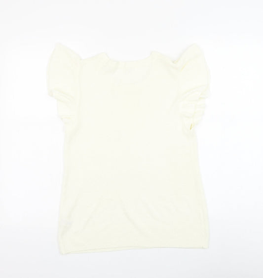 TU Womens Ivory Round Neck Acrylic Pullover Jumper Size 12