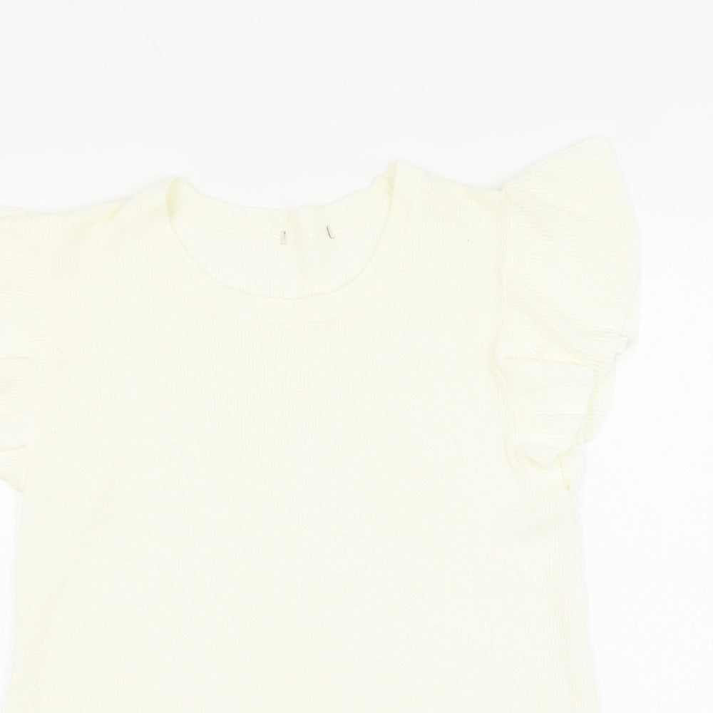 TU Womens Ivory Round Neck Acrylic Pullover Jumper Size 12