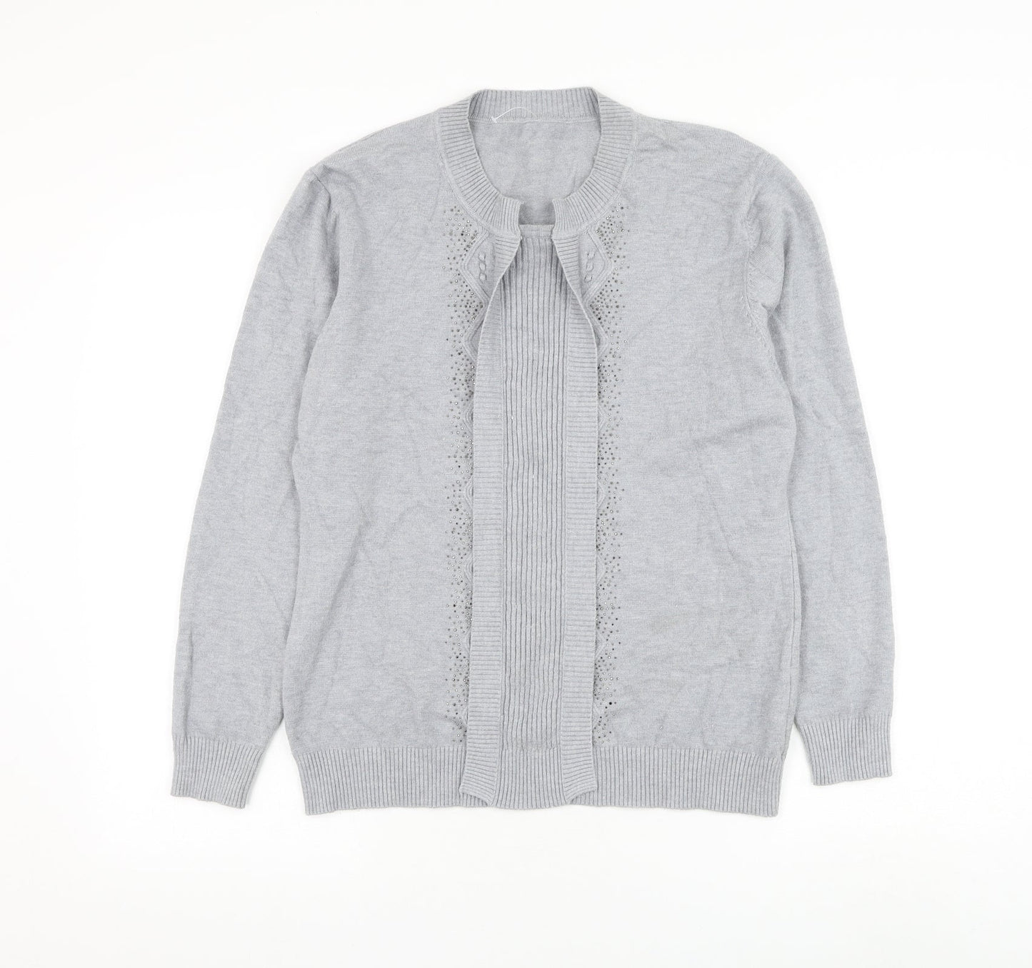 Womens UK Size M Preworn Grey Cardigan Jumper