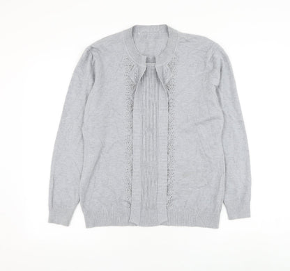 Womens UK Size M Preworn Grey Cardigan Jumper