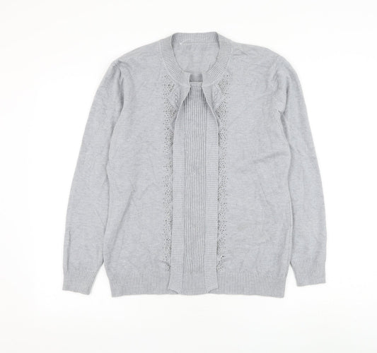 Womens UK Size M Preworn Grey Cardigan Jumper