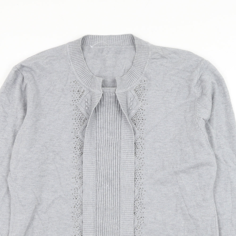 Womens UK Size M Preworn Grey Cardigan Jumper