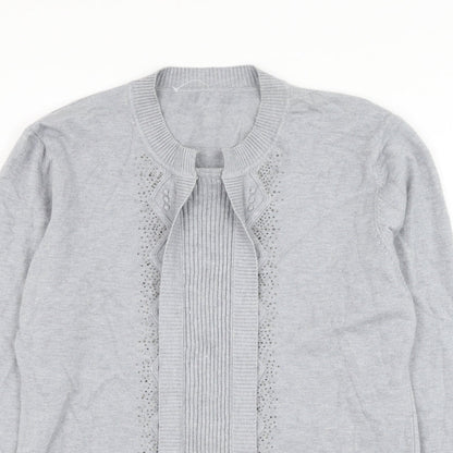 Womens UK Size M Preworn Grey Cardigan Jumper