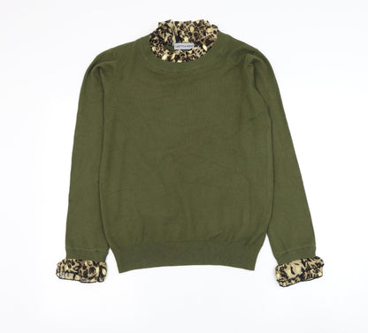 Laetita Mem Womens Green Round Neck Viscose Pullover Jumper Size S