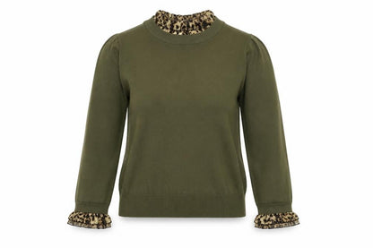 Laetita Mem Womens Green Round Neck Viscose Pullover Jumper Size S