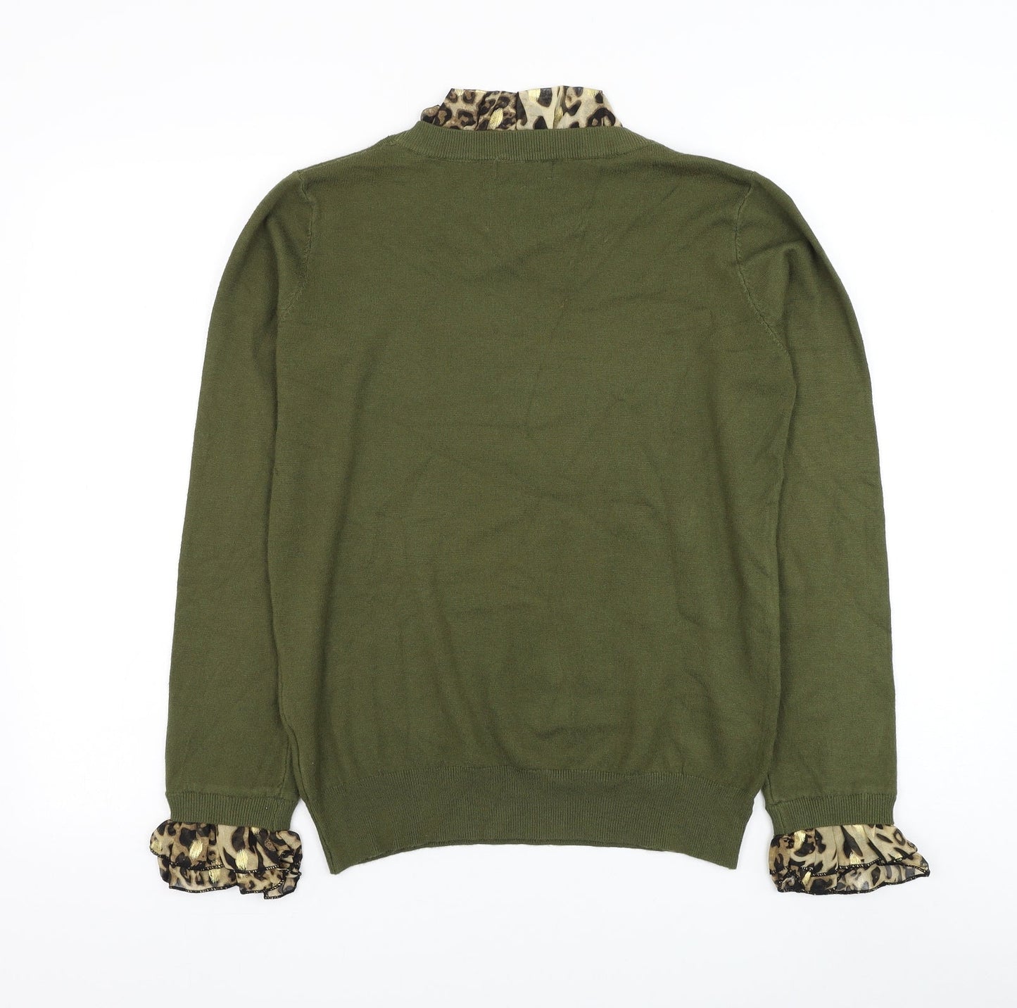 Laetita Mem Womens Green Round Neck Viscose Pullover Jumper Size S