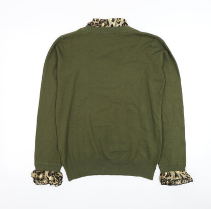 Laetita Mem Womens Green Round Neck Viscose Pullover Jumper Size S