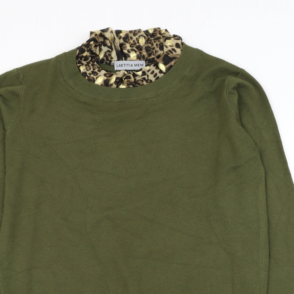 Laetita Mem Womens Green Round Neck Viscose Pullover Jumper Size S