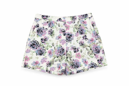 Urmodar Womens White Floral Polyester Bermuda Shorts Size M L4 in Regular Zip