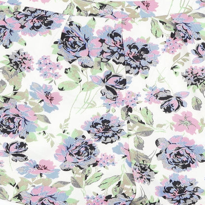 Urmodar Womens White Floral Polyester Bermuda Shorts Size M L4 in Regular Zip