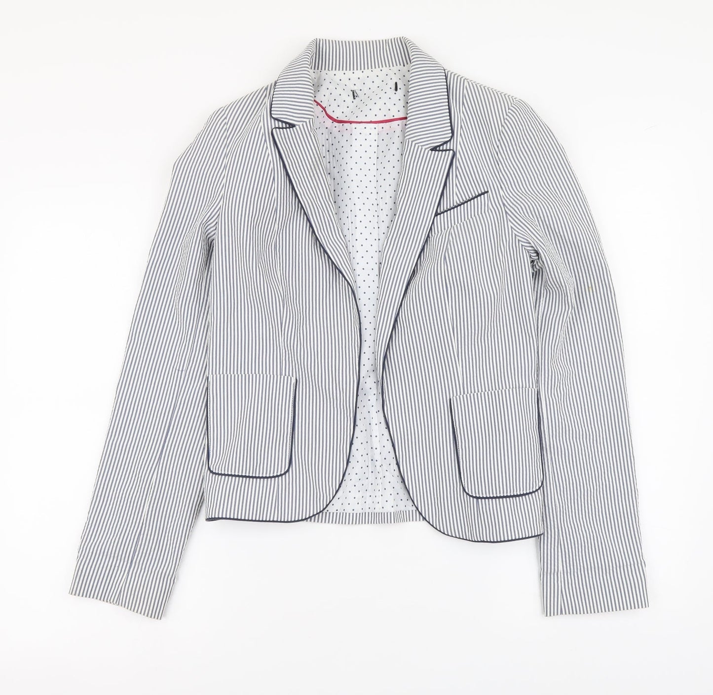 Atmosphere Womens Blue Striped Polyester Jacket Blazer Size 8