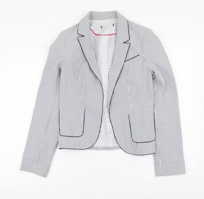 Atmosphere Womens Blue Striped Polyester Jacket Blazer Size 8