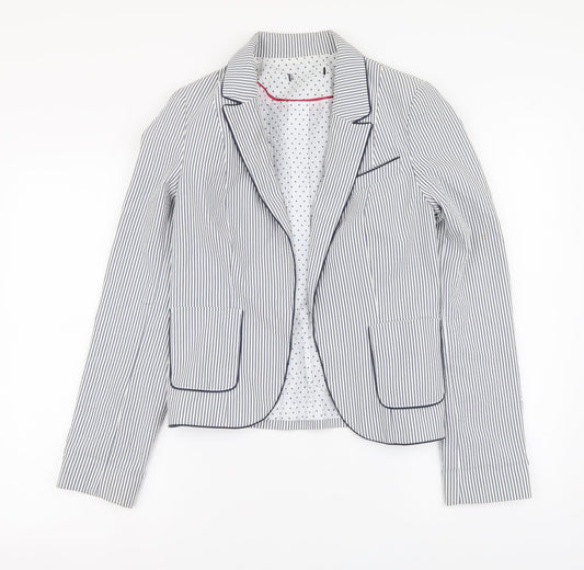 Atmosphere Womens Blue Striped Polyester Jacket Blazer Size 8