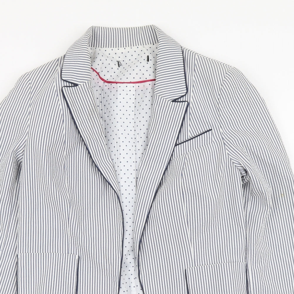 Atmosphere Womens Blue Striped Polyester Jacket Blazer Size 8