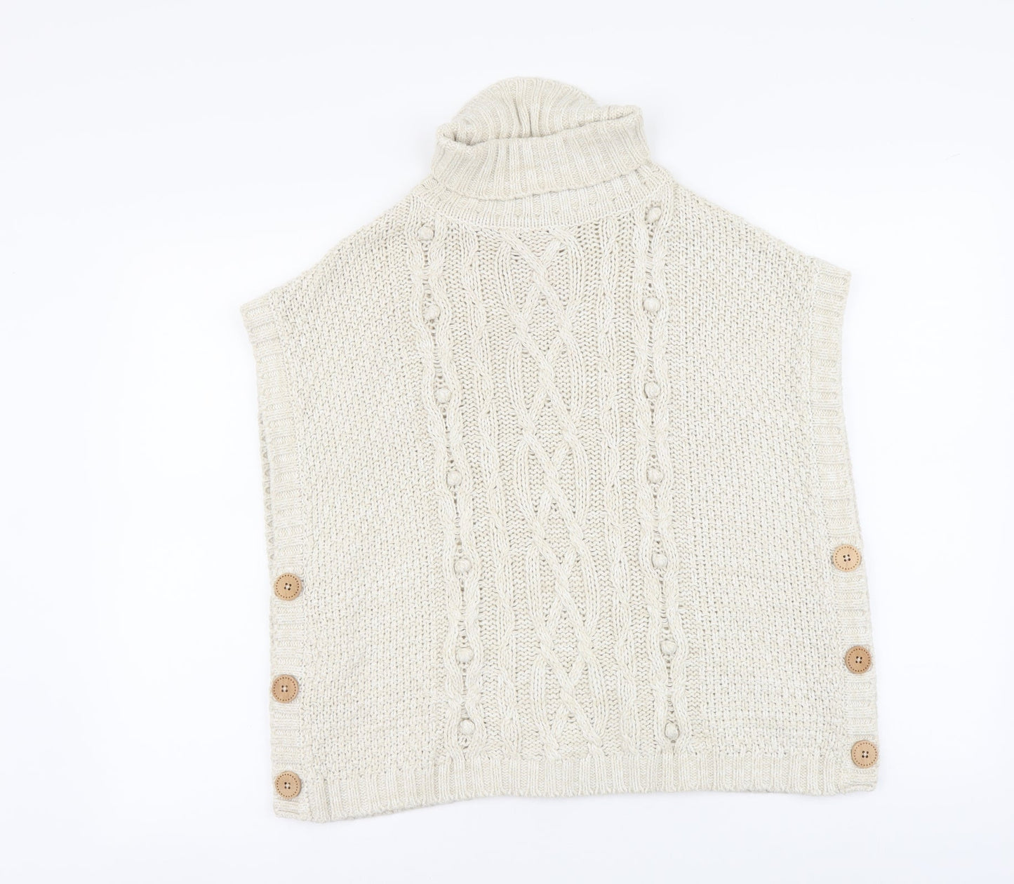 Lulurain Girls Beige Roll Neck Cotton Vest Jumper Size 9-10 Years Pullover