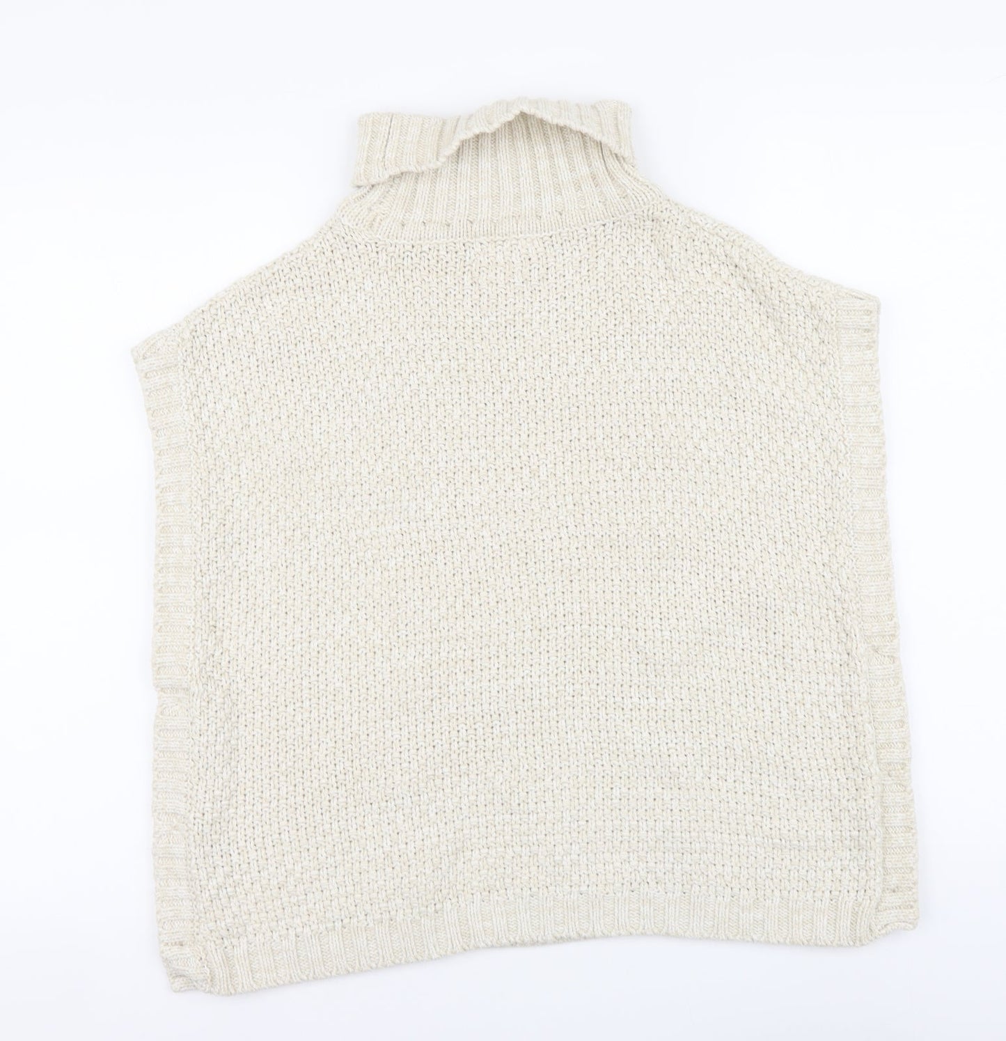 Lulurain Girls Beige Roll Neck Cotton Vest Jumper Size 9-10 Years Pullover