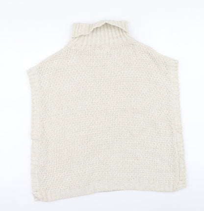 Lulurain Girls Beige Roll Neck Cotton Vest Jumper Size 9-10 Years Pullover