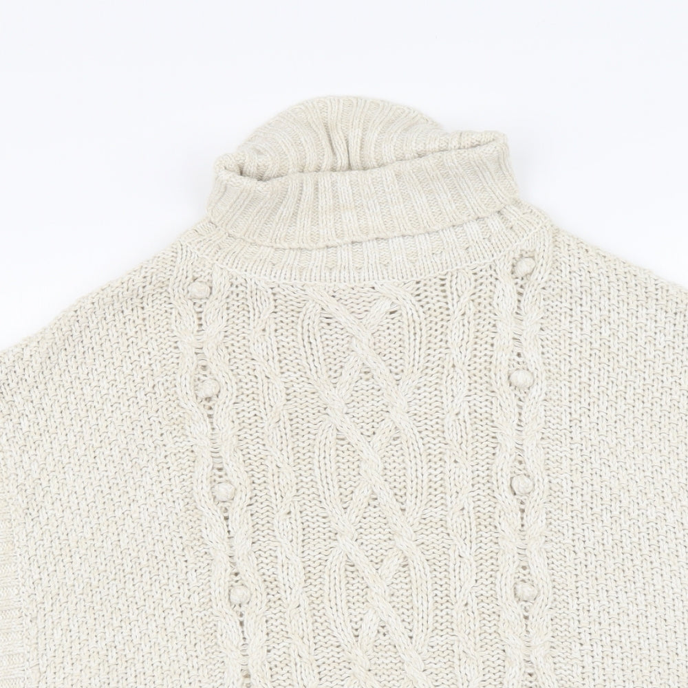 Lulurain Girls Beige Roll Neck Cotton Vest Jumper Size 9-10 Years Pullover