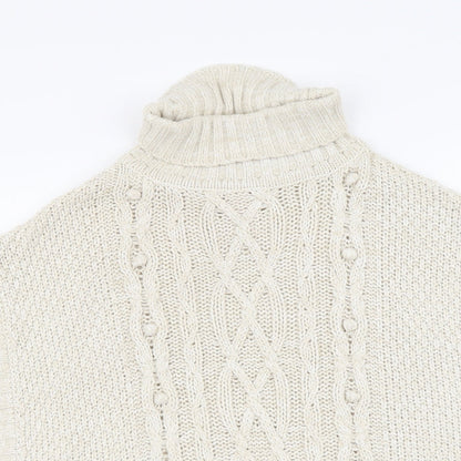 Lulurain Girls Beige Roll Neck Cotton Vest Jumper Size 9-10 Years Pullover