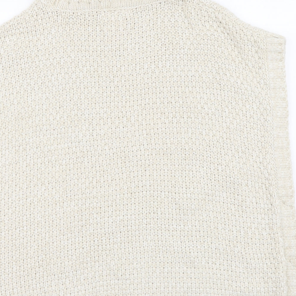 Lulurain Girls Beige Roll Neck Cotton Vest Jumper Size 9-10 Years Pullover