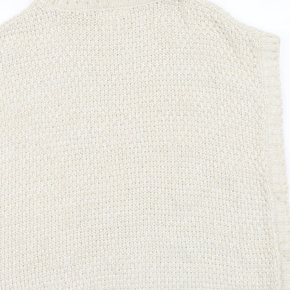 Lulurain Girls Beige Roll Neck Cotton Vest Jumper Size 9-10 Years Pullover