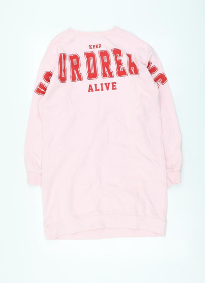 George Girls Pink Cotton Tunic Sweatshirt Size 12-13 Years Pullover