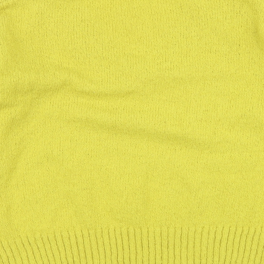 TU Womens Yellow V-Neck Polyester Pullover Jumper Size 10
