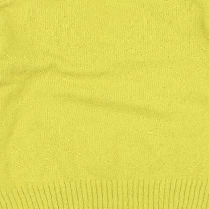 TU Womens Yellow V-Neck Polyester Pullover Jumper Size 10