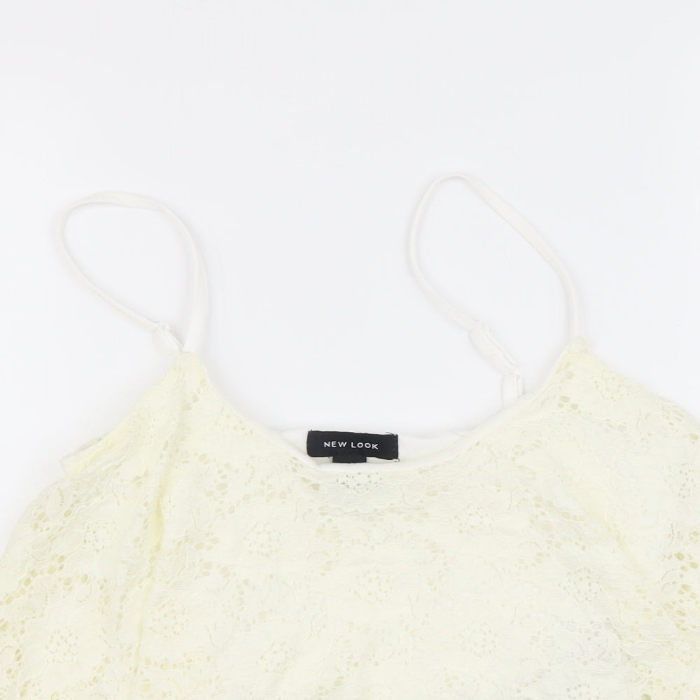 Womens UK Size 10 New Look Ivory Cropped Tank