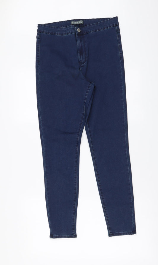 Denim & Co. Womens Blue Cotton Skinny Jeans Size 14 L27 in Regular Button