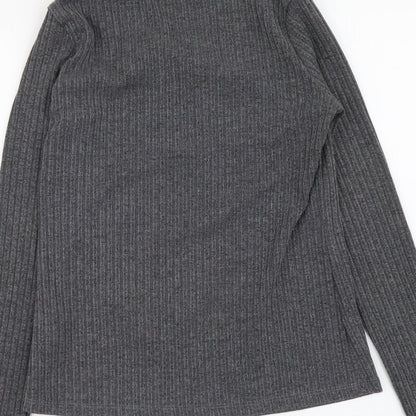 SheIn Womens Grey Polyester Basic Blouse Size S Round Neck