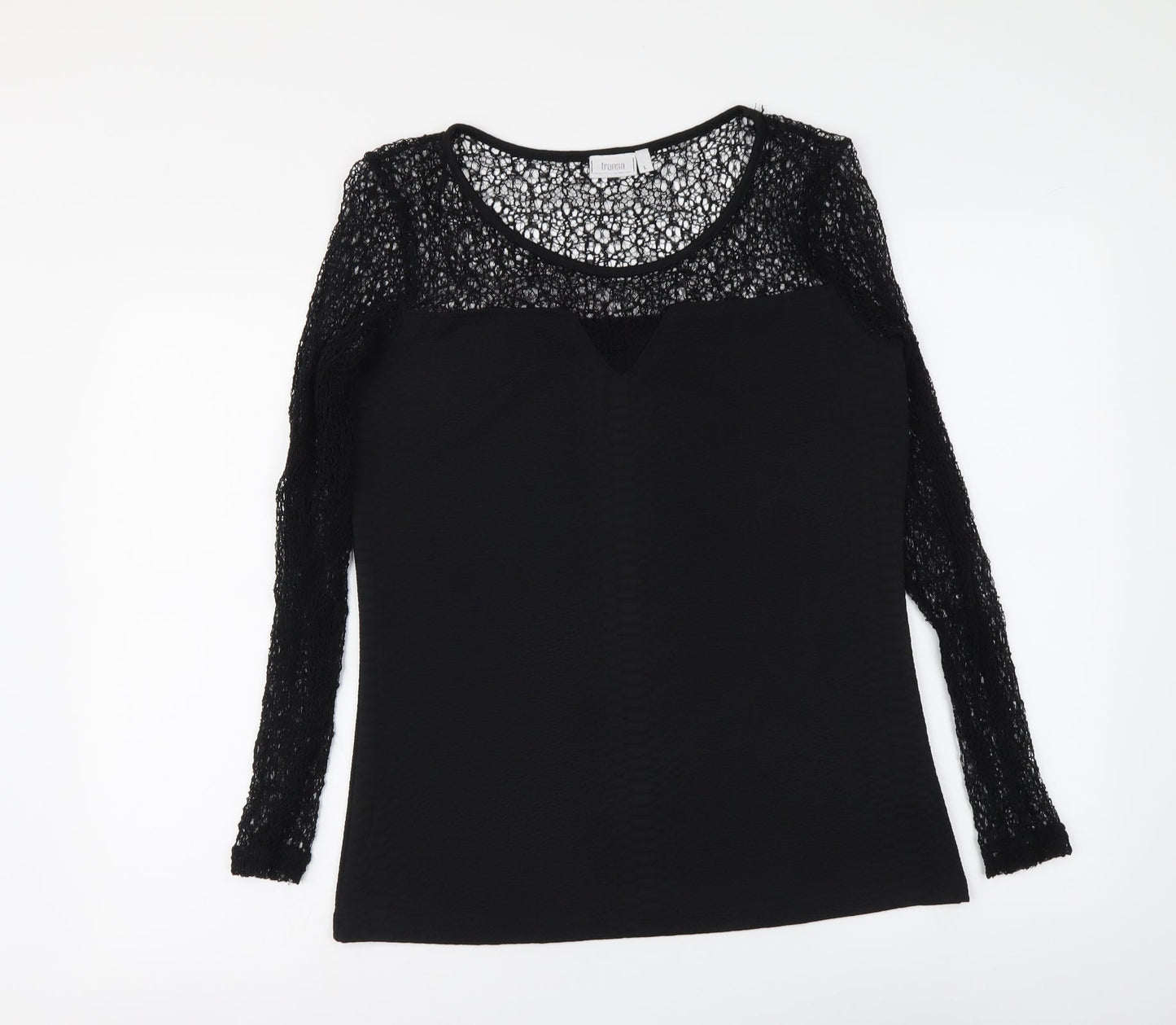 Womens UK Size L Fransa Black Basic Blouse
