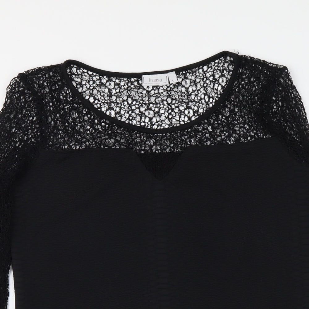 Womens UK Size L Fransa Black Basic Blouse