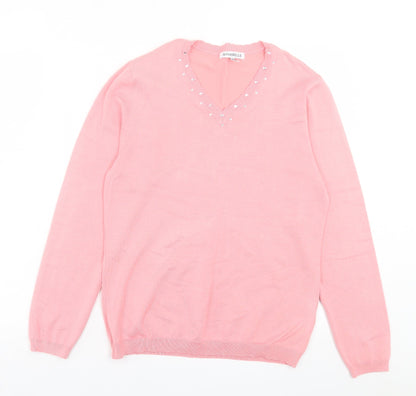 Womens UK Size M Annabelle Pink Pullover Jumper