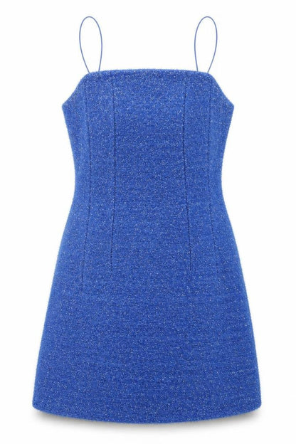 Topshop Womens Blue Polyester A-Line Size 4 Square Neck Zip