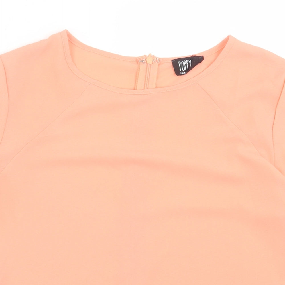 Womens UK Size 12 Poppy Lux Pink Basic T-Shirt