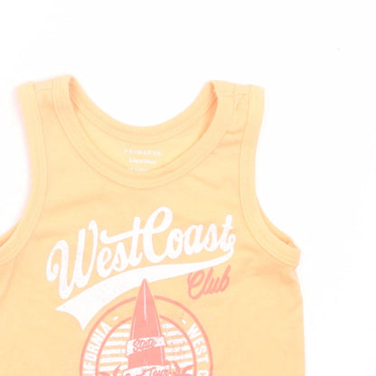 Primark Boys Orange Polyester Basic Tank Size 3-4 Years Crew Neck Pullover - West Coast