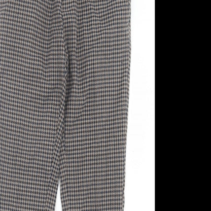 F&F Mens Brown Plaid Polyester Trousers Size 30 in L28 in Regular Hook & Eye