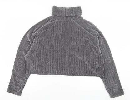 Motel Womens Grey Polyester Pullover Sweatshirt Size S Pullover - Crop