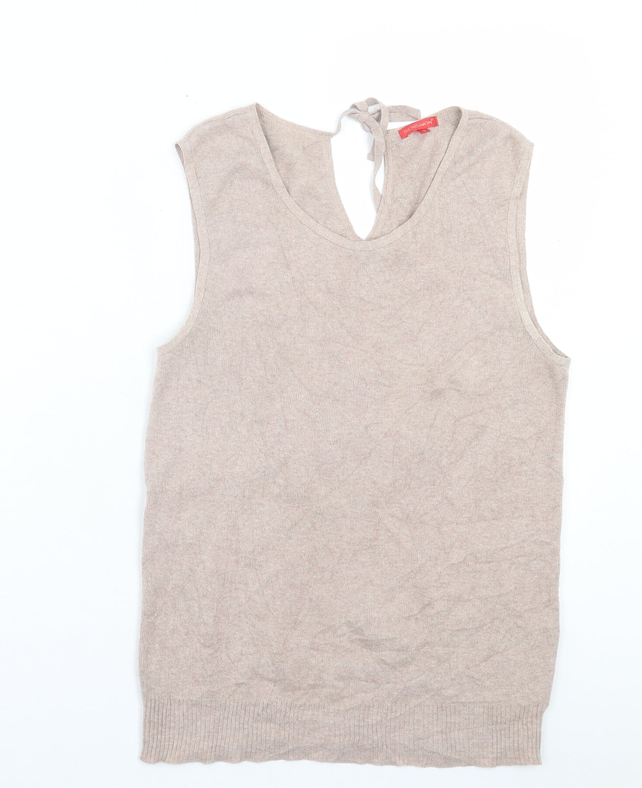 Benson Womens Brown Scoop Neck Cotton Vest Jumper Size S