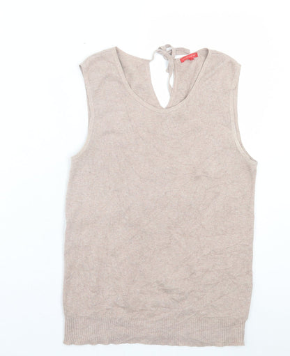 Benson Womens Brown Scoop Neck Cotton Vest Jumper Size S