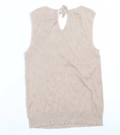 Benson Womens Brown Scoop Neck Cotton Vest Jumper Size S