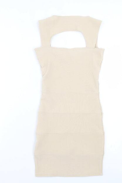 Aislinn Womens Beige Polyester Bodycon Size 10 Halter Pullover