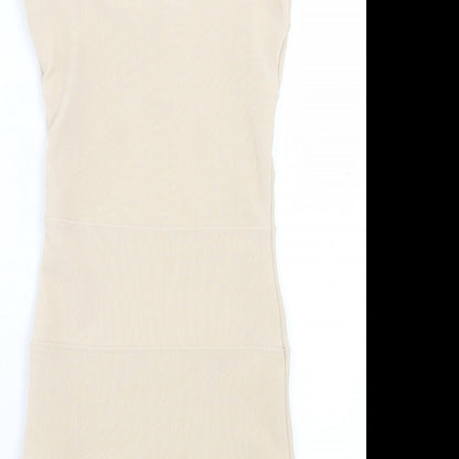 Aislinn Womens Beige Polyester Bodycon Size 10 Halter Pullover