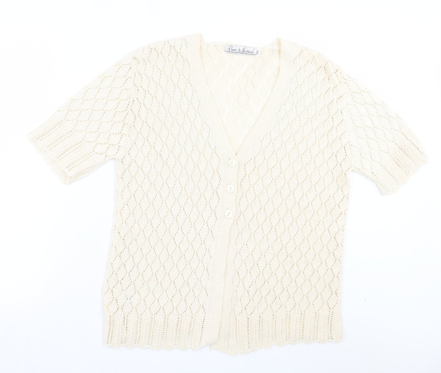 Womens UK Size 2XL Pure & Natural Ivory Cardigan Jumper
