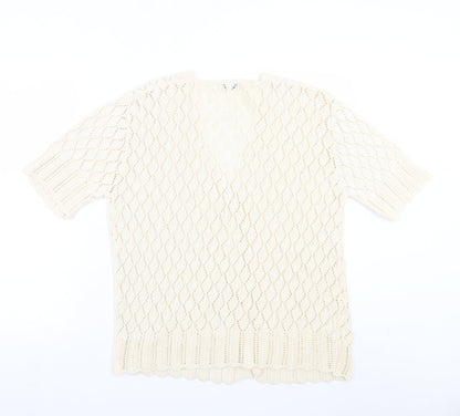 Womens UK Size 2XL Pure & Natural Ivory Cardigan Jumper